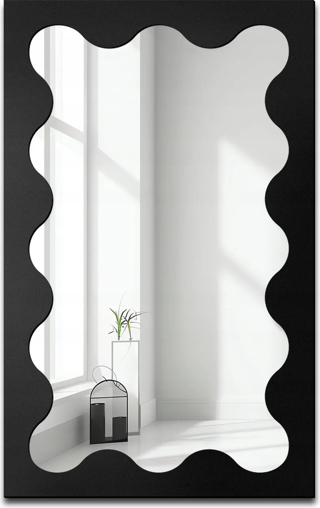 Blobs Prism fali tükör hullámos fekete Mdf keretben 90X144