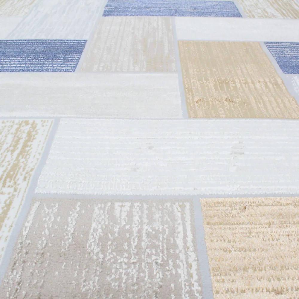 Modern szőnyeg szürke kék barna SAMI 140x200 gépi modern szőnyeg nappaliba vagy hálószobába