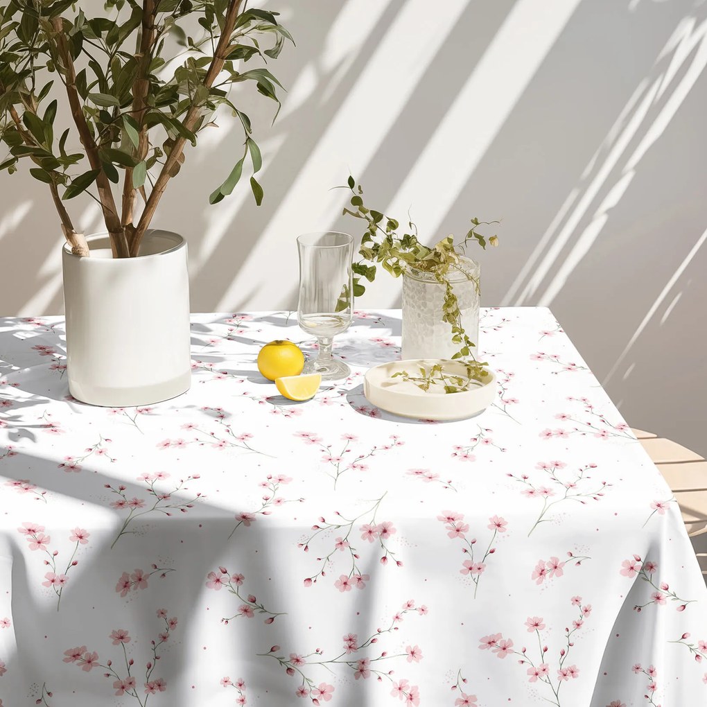 Goldea szögletes terítő 100% pamutvászon - cseresznyevirágok 100 x 100 cm
