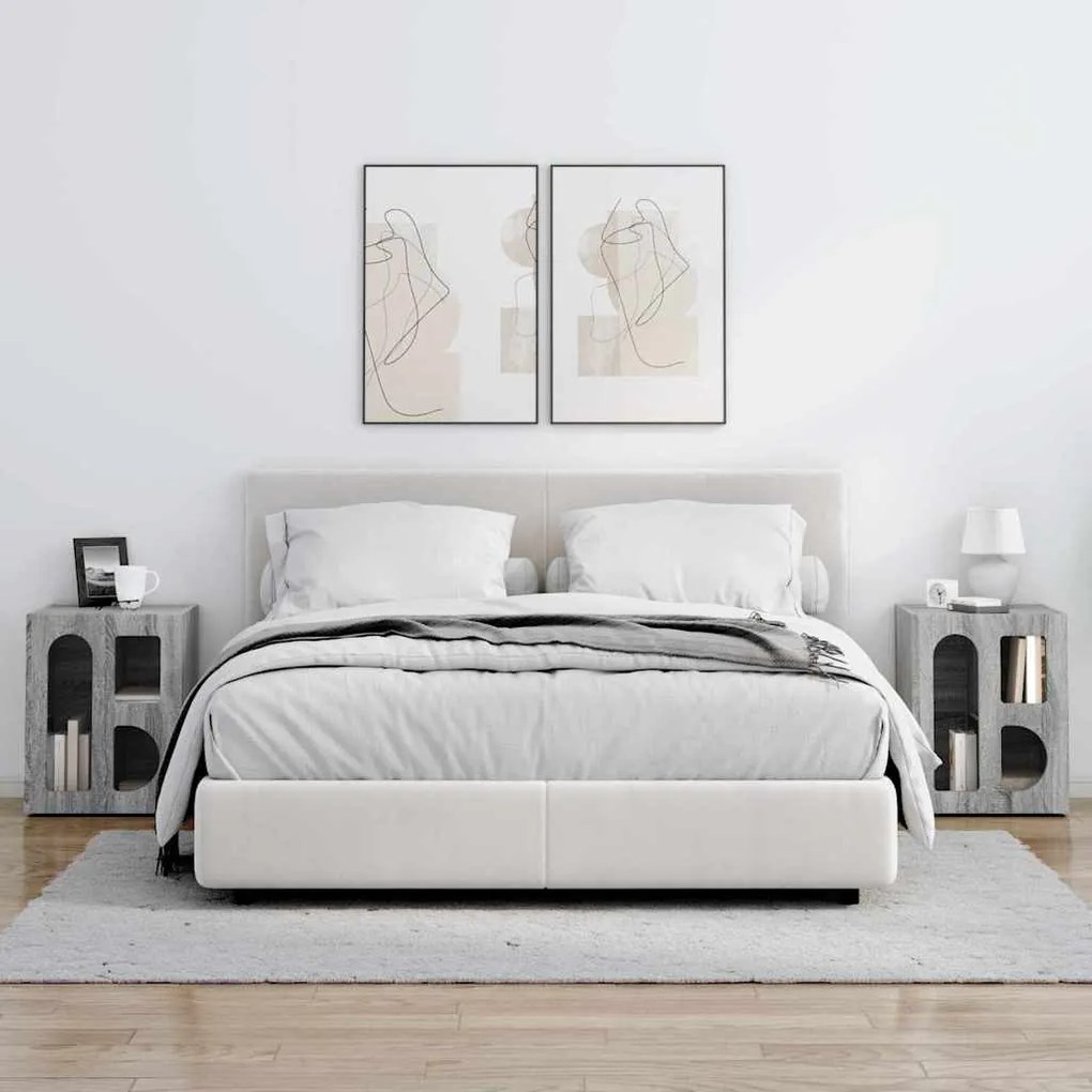 Éjjeli asztal 2 pcs Szürke Sonoma 40 x 35 x 50 cm Faanyag