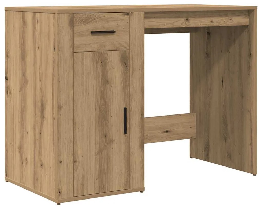 kézműves tölgy színű szerelt fa íróasztal 100 x 49 x 75 cm