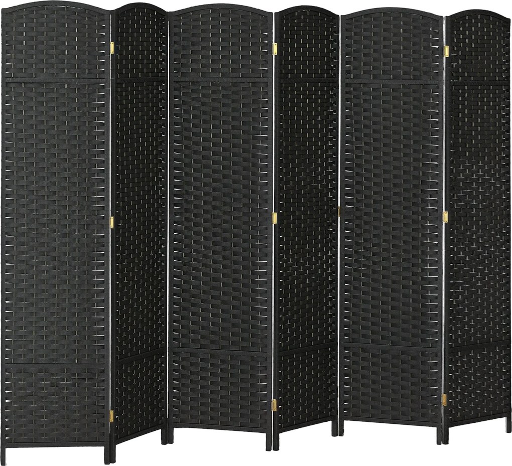 HOMCOM 6-panelos Összecsukható Szobai Elkülönítő 240x170 cm Magánéleti Képernyő Elválasztó Nappaliba, Hálószobába, Irodába Fekete | Aosom