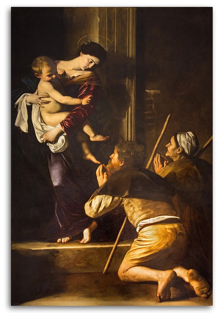 Gario Vászonkép Michelangelo Merisi da Caravaggio, lorettói madonna és a zarándokok, Róma Méret: 40 x 60 cm