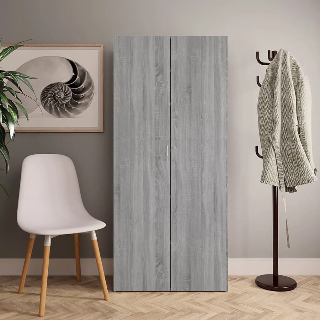 szürke sonoma színű szerelt fa cipősszekrény 80x35,5x180 cm