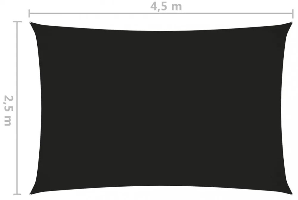 fekete téglalap alakú oxford szövet napvitorla 2,5 x 4,5 m