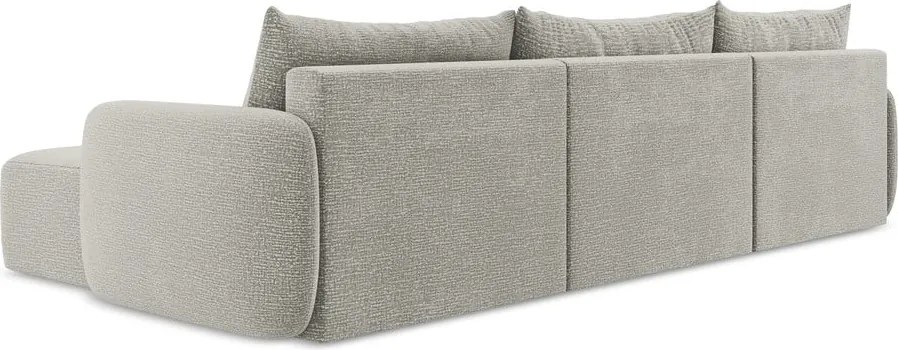 Világosszürke kinyitható-tárolóhelyes sarokkanapé Kalena – Makamii