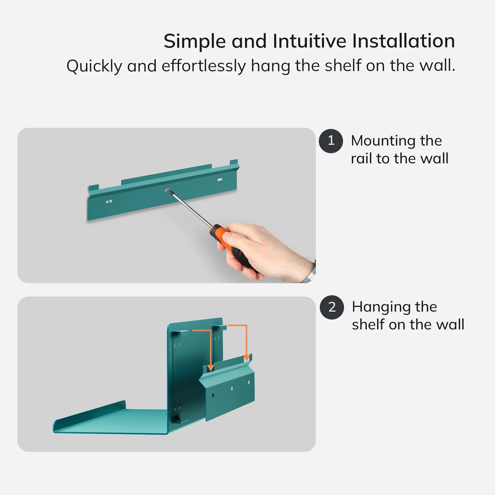 Fali polc JOANNE 400 mm, Modern: tengerszínű