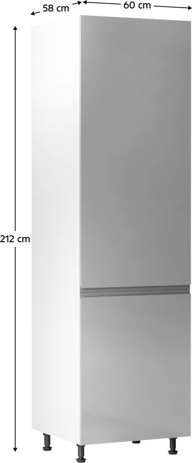 Hűtőgép szekrény, fehér/szürke extra magasfényű, jobbos, AURORA D60R