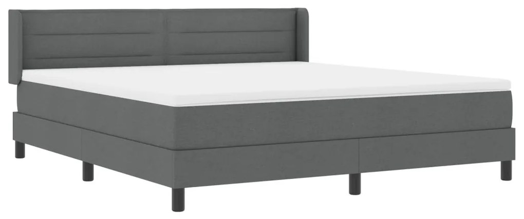 Boxspring ágy matraccal, sötétszürke, 180 x 200 cm, szövet.