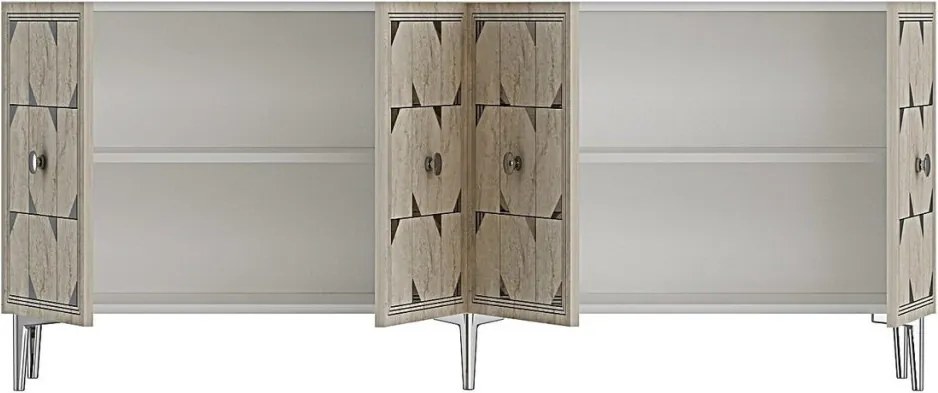 Moka 180 - White, Travertine, Silver