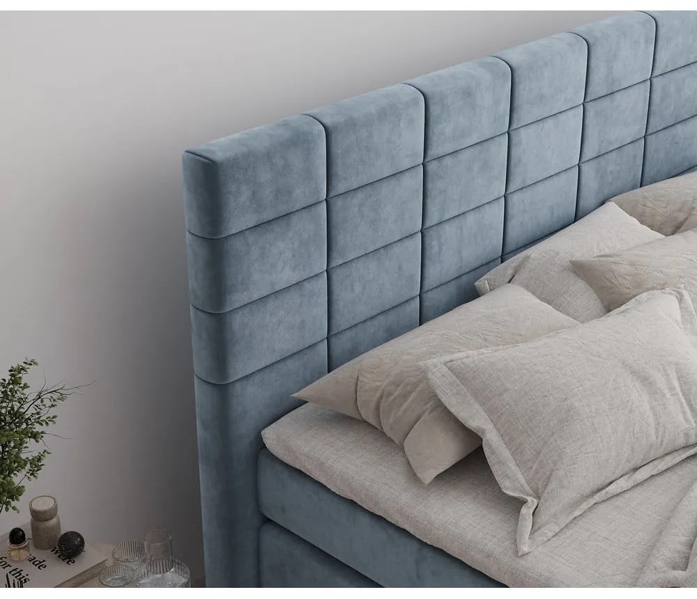 Kék ágyneműtartós boxspring ágy 200x200 cm Ava – Maison de Rêve