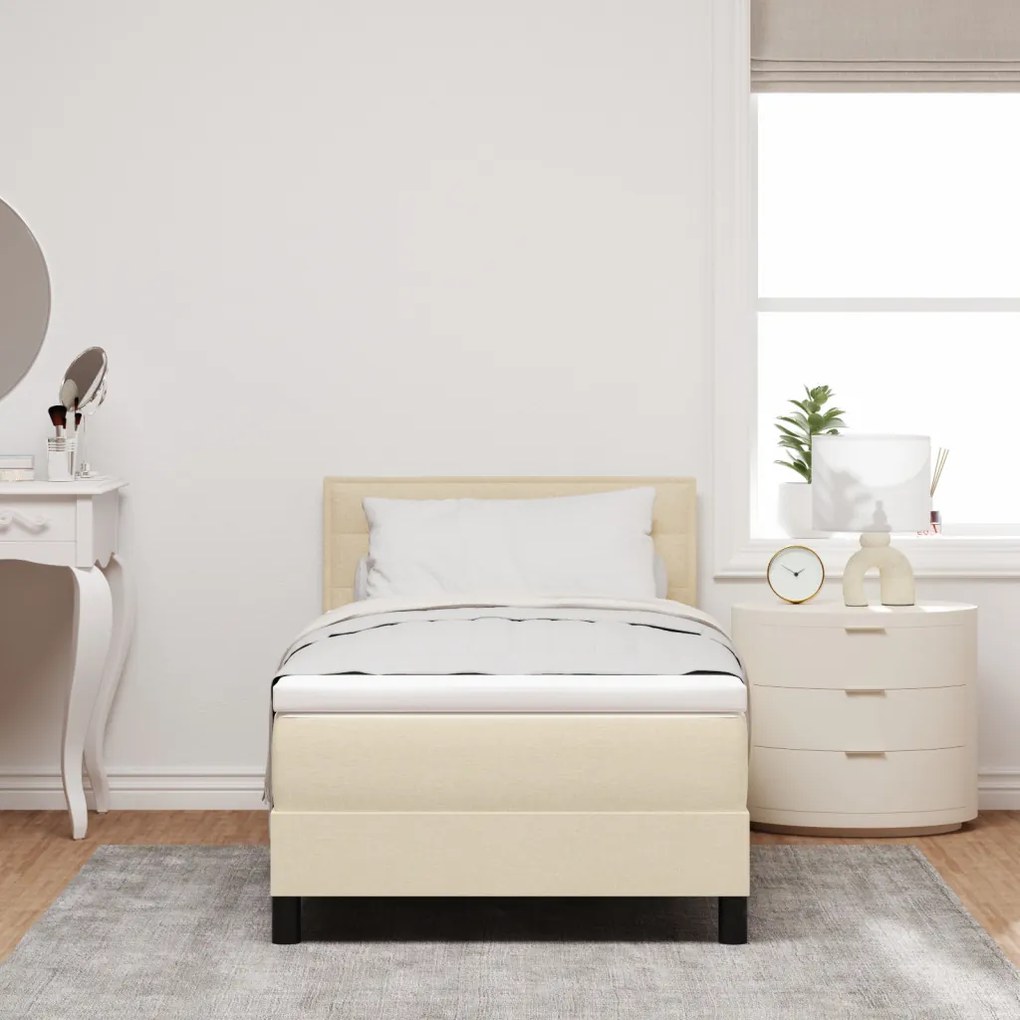 Box Spring Ágy matraccal Bézs 90x200 cm Szövet