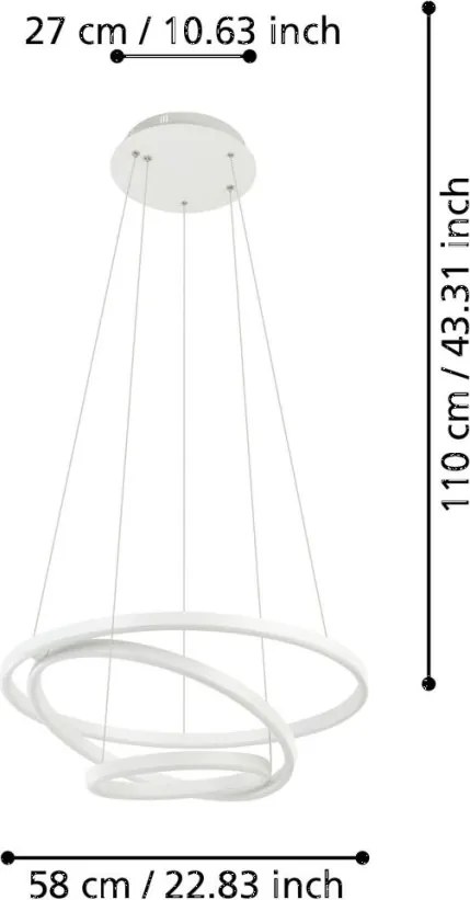 EGLO 900478 LOBINERO Modern Led Függesztett Lámpa Fehér LED IP20