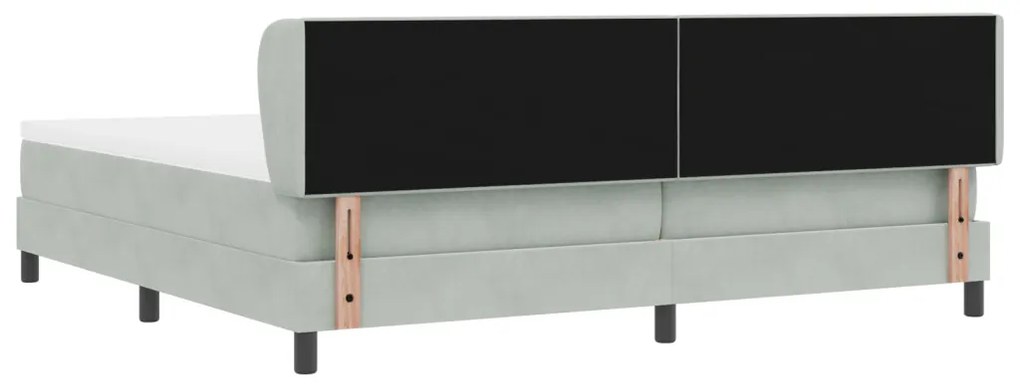 Box Spring Ágy Matraccal Világosszürke 200x200 cm Bársony