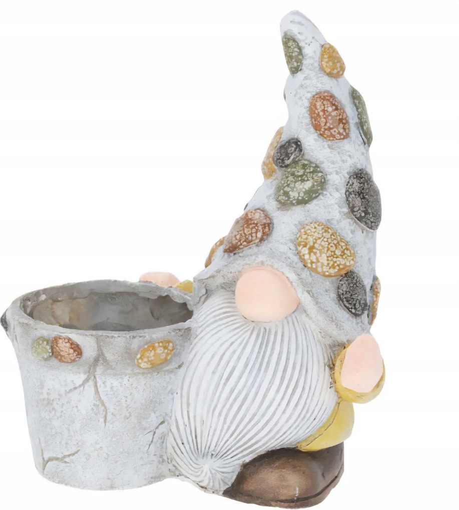 Cement Kaspó Kerti Törpe Díszítéssel 25,5 X 19 X 30 CM Szürke