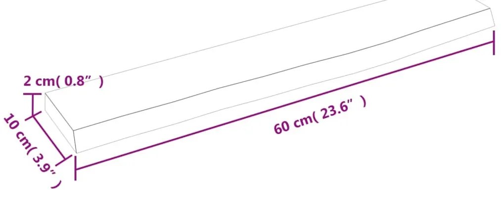 sötétbarna kezelt tömör tölgyfa fali polc 60x10x2 cm