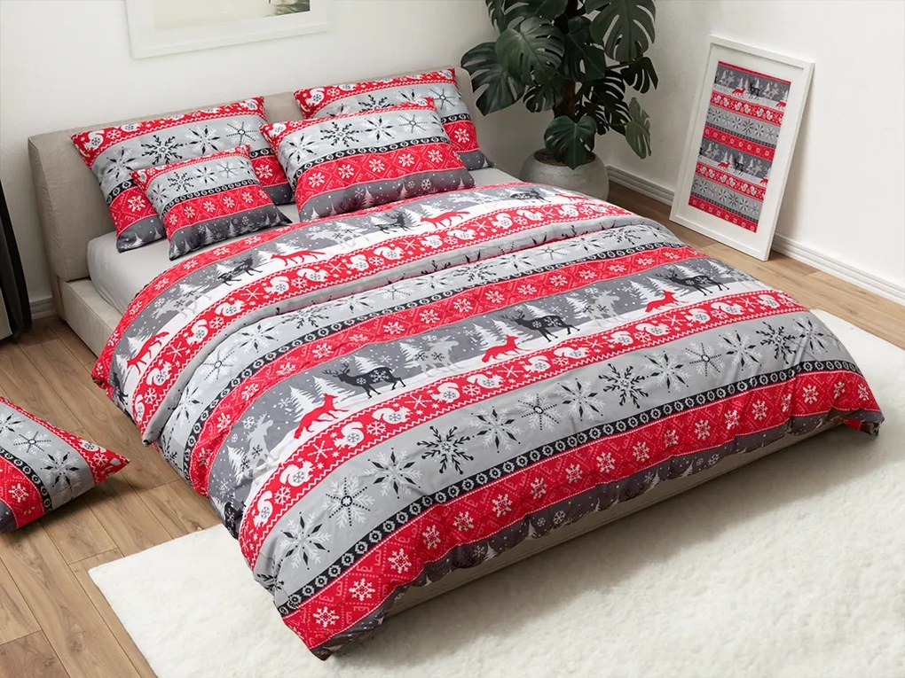 Flanel ágynemű SNOWY FOREST szürke Ágyneműhuzat mérete: 70 x 90 cm | 140 x 200 cm