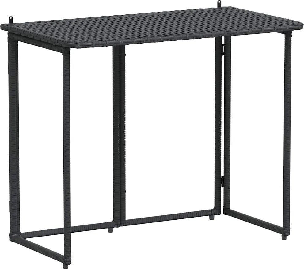 vidaXL fekete polyrattan összecsukható kerti asztal 90x51x75 cm