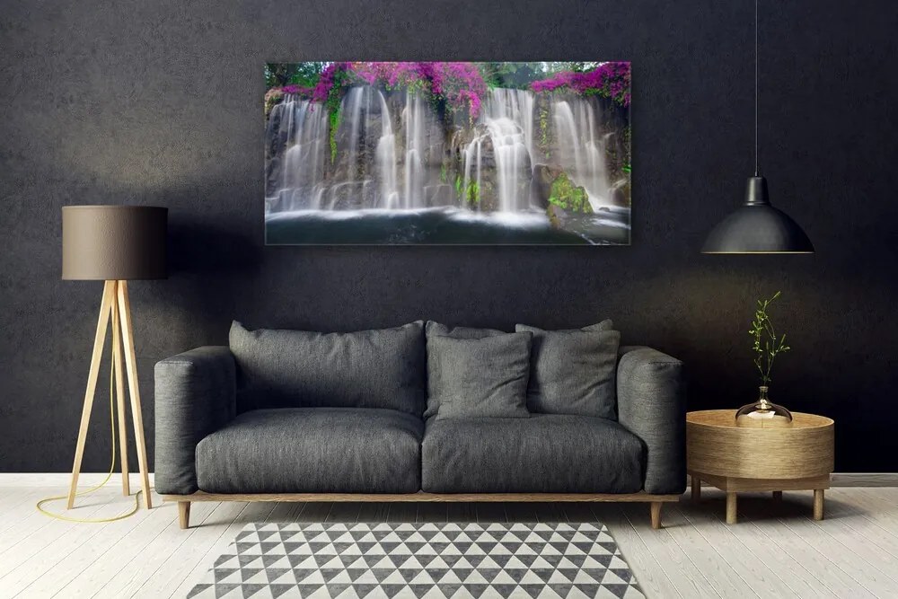 Fali üvegkép vízesés Természet 100x50 cm