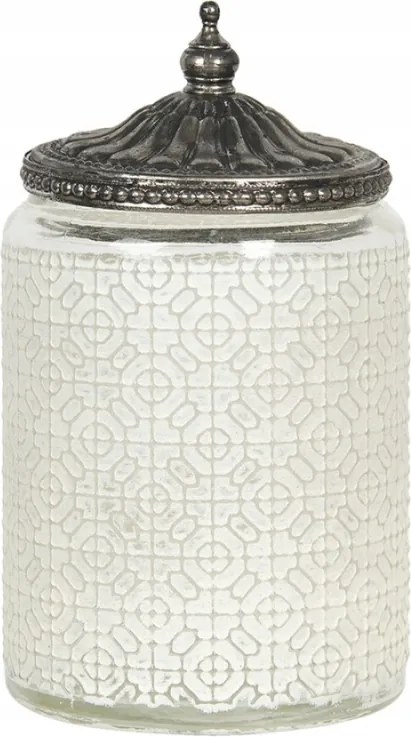 Üveg díszdoboz fém fedéllel 9x14 cm