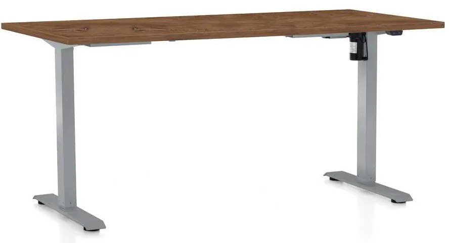 OfficeTech A állítható magasságú asztal, 160 x 80 cm, szürke alap, silverjack tölgy