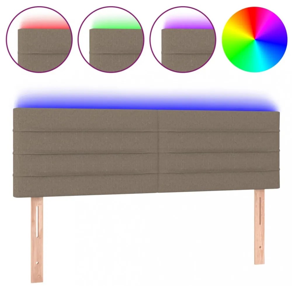 tópszínű szövet LED-es fejtámla 144x5x78/88 cm
