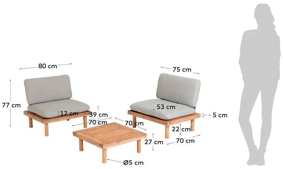 Viridis szürke kerti bútor szett - Kave Home