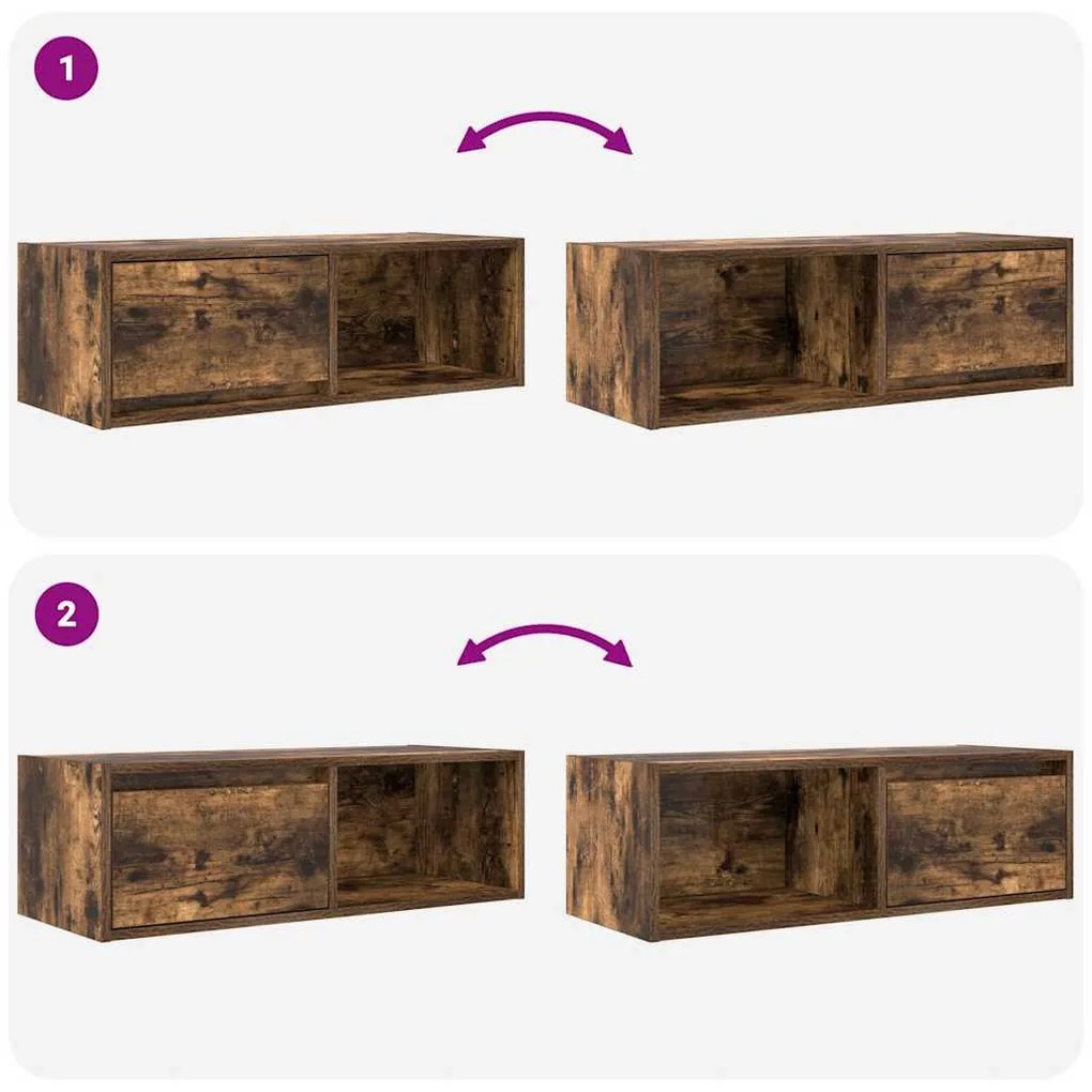 füstös tölgy színű szerelt fa TV-szekrény 80x31x25,5 cm