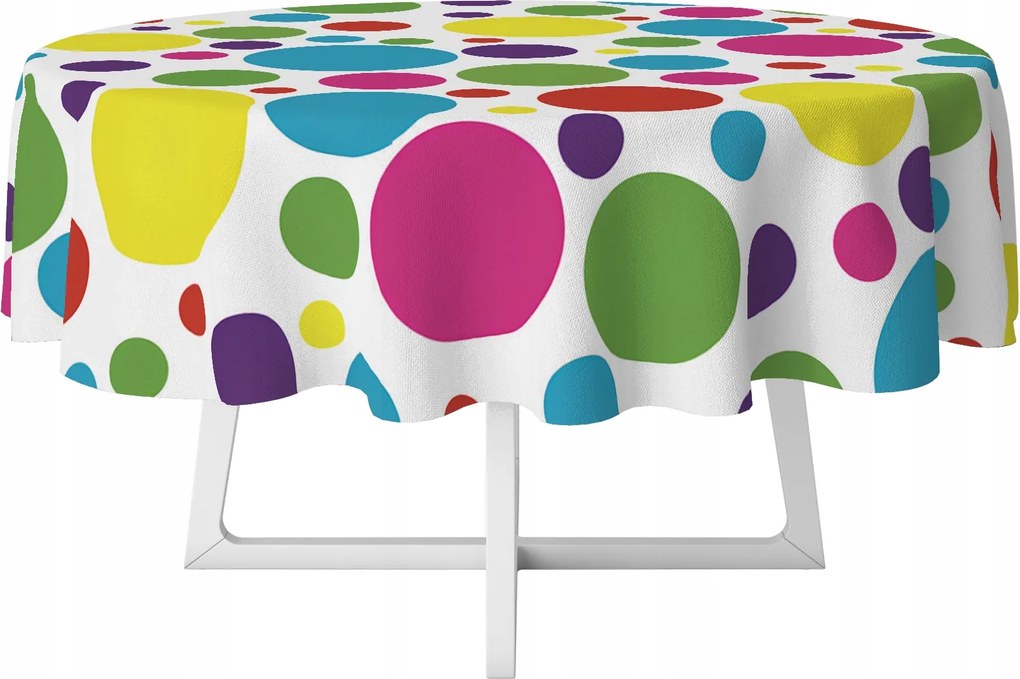 Abrosz Cerata Fehér Színes Nagy Pöttyös Kerek Vastag Kerék 140 cm