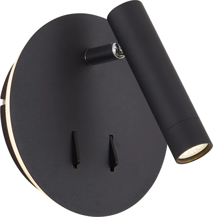 Modern Fekete Fali Lámpa LED-del és USB-C-vel - Croft