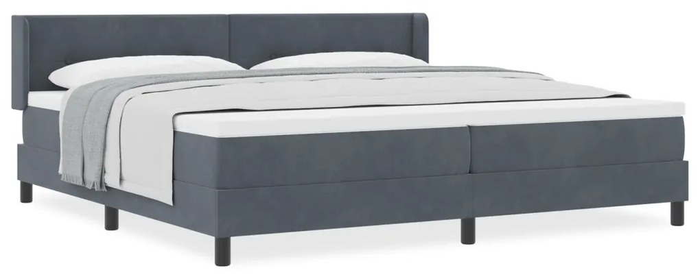 Boxspringágy Matraccal Sötétszürke 200x200 cm Bársony
