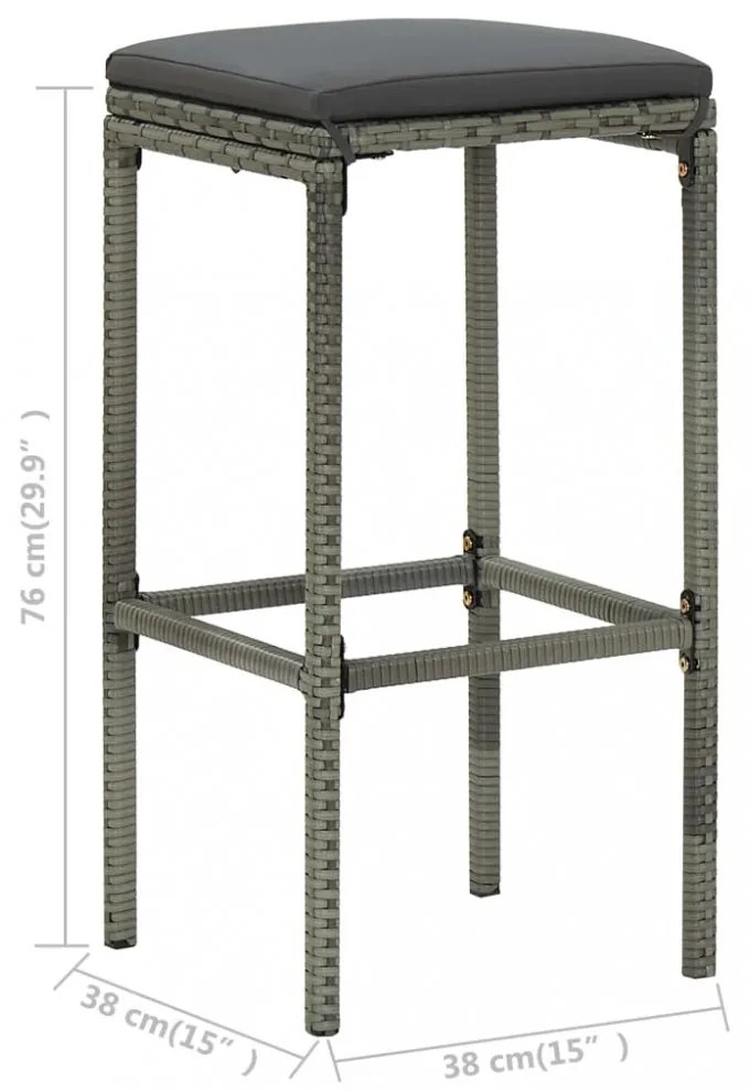 3 részes szürke polyrattan bárszett