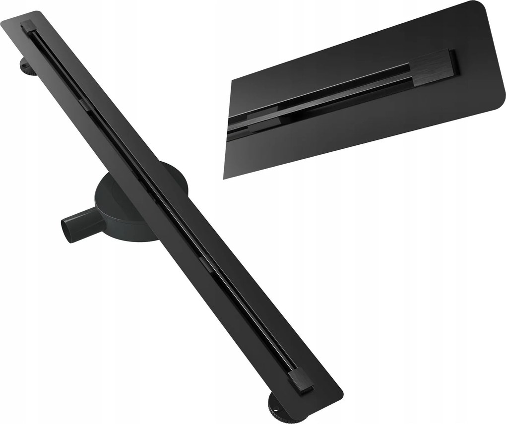 Lineáris Lefolyó Csempe Alá 90 cm Acél Szifon Zuhanytálca Luno Fekete