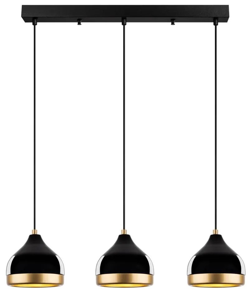 YILDO kábelre függesztett csillár 3xE27/40W/230V fekete/arany