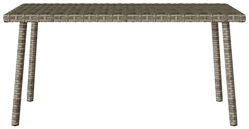 téglalap szürke polyrattan kerti dohányzóasztal 80x40x37cm