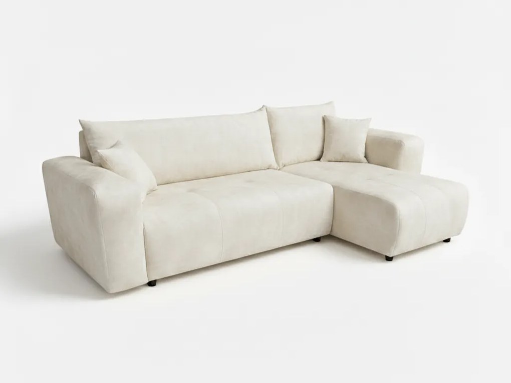 Krém színű kihúzható sarokkanapé SORELA, kétoldalas + 2 párna AJÁNDÉK