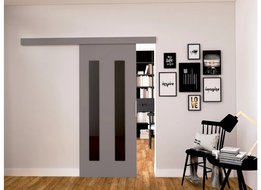 LIVELLO III tolóajtó + halk zárórendszer, 106x205, sonoma