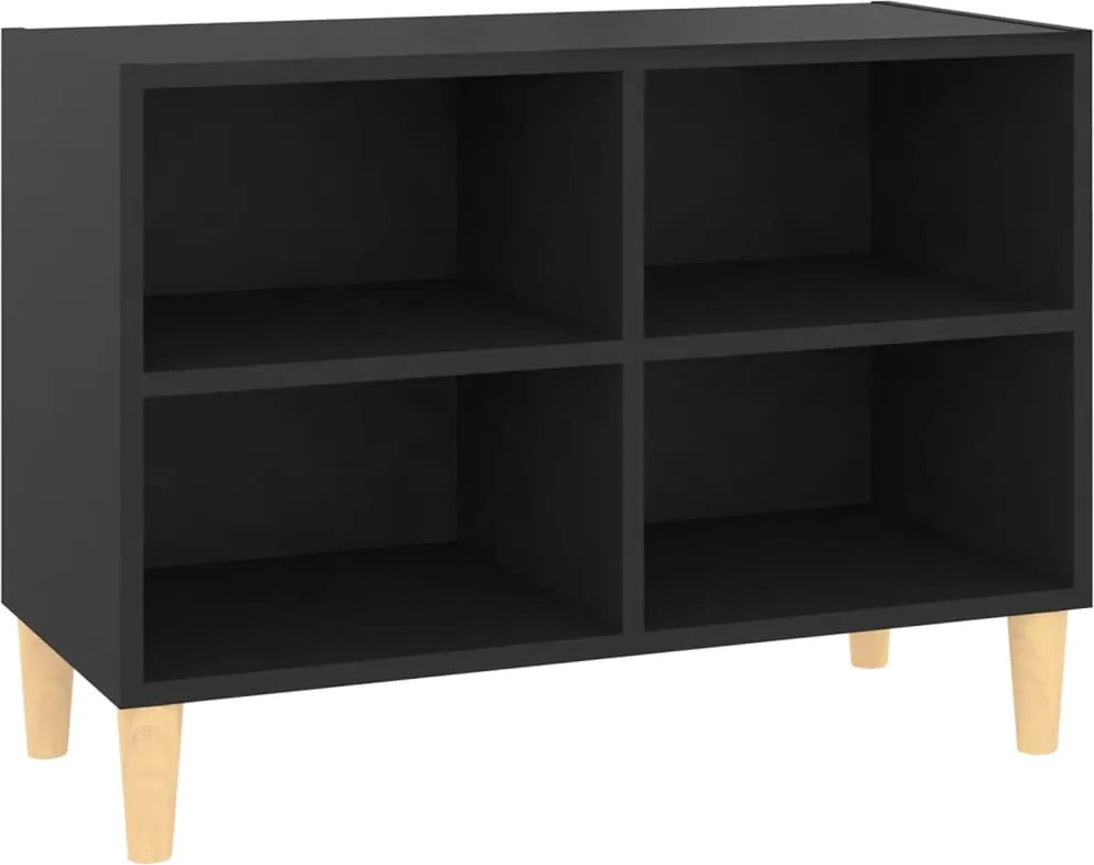 vidaXL fekete TV-szekrény tömör falábakkal 69,5 x 30 x 50 cm