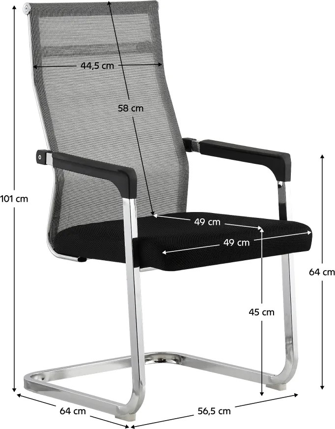Konferencia szék, szürke/fekete, RIMALA NEW