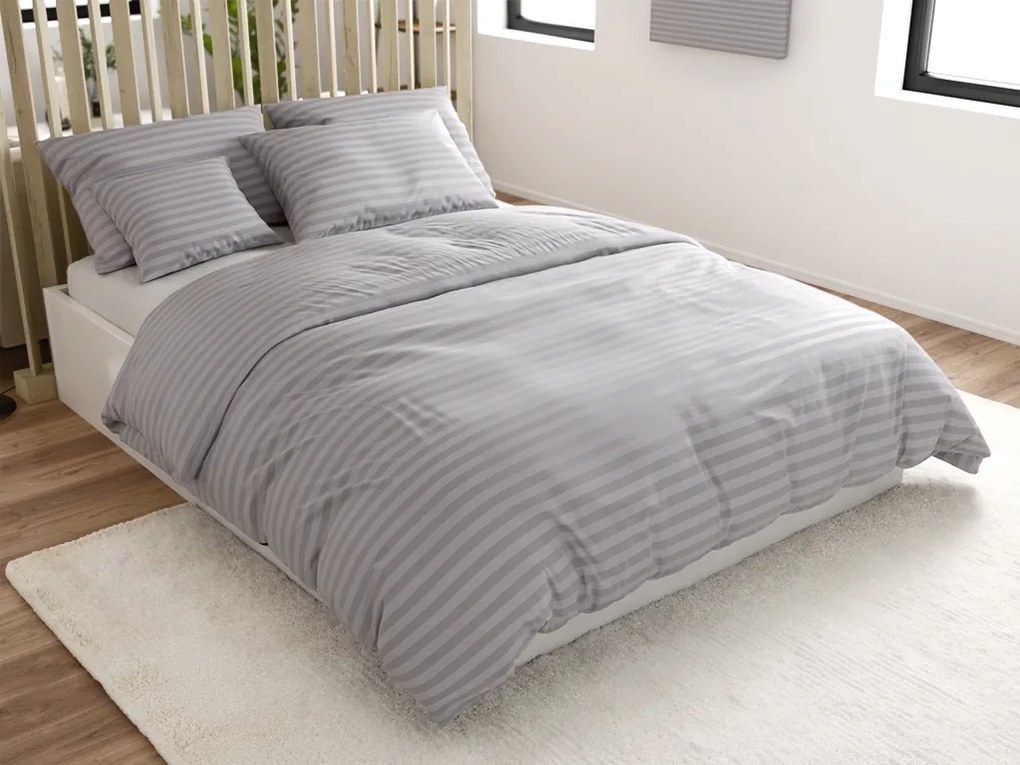 JASMINE világosszürke - 2 cm csíkos mikroszálas hotel ágyneműhuzat Ágyneműhuzat mérete: 70 x 90 cm | 140 x 200 cm