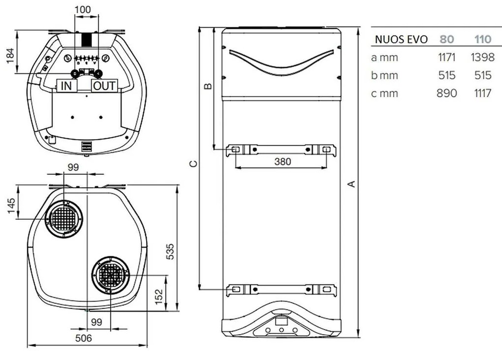 ARISTON NUOS EVO 80 A+ WH hőszivattyús vízmelegítő, 1,2kW 3629056