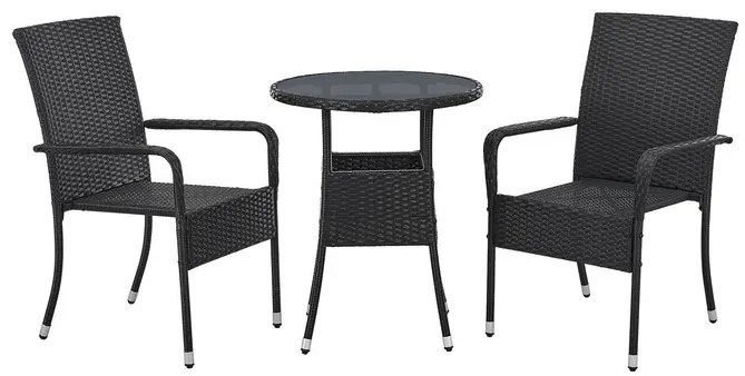 Juskys Yoro kerek rattan asztal Ø60 cm - fekete