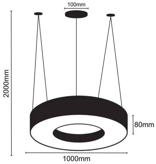 LED Csillár zsinóron LED/50W/230V 4000K átm. 100 cm fekete