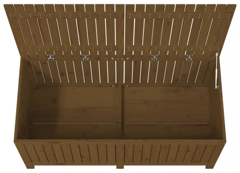 mézbarna tömör fenyőfa kerti tárolóláda 147x68x64 cm