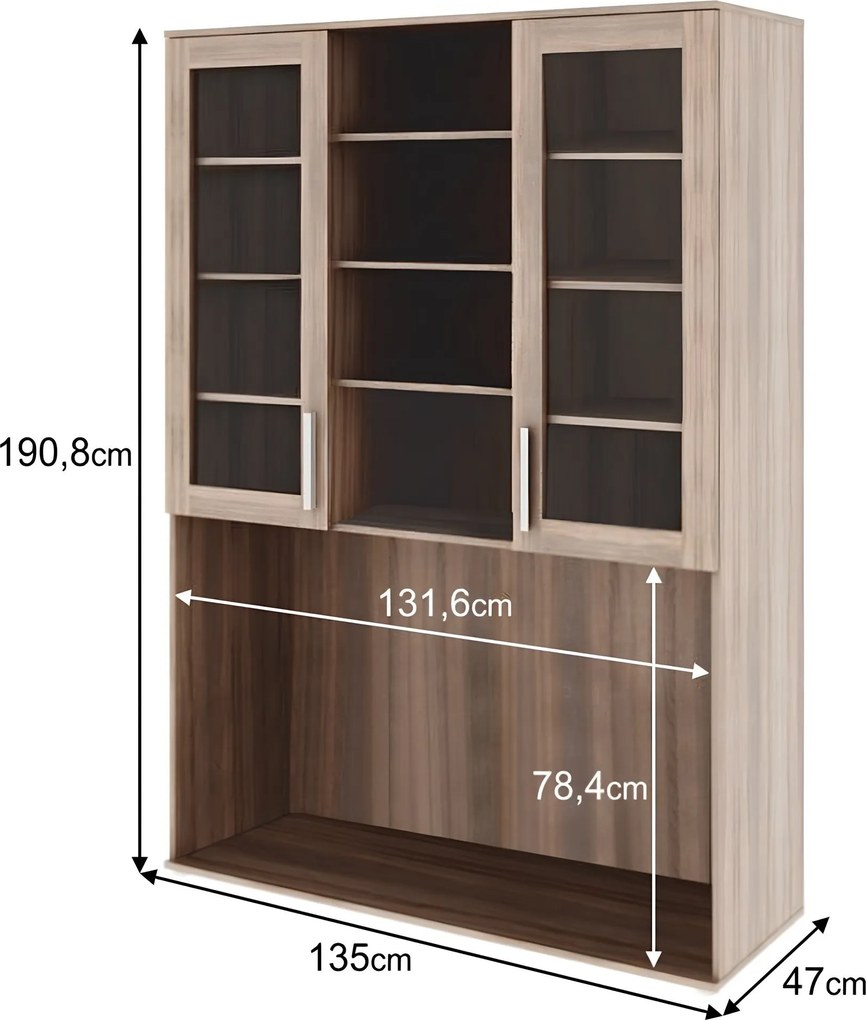 TV szekrény üveg, DTD laminált, tölgy sonoma, DUNAJ TYP6