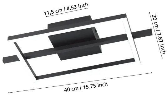 Eglo 901115 - LED Dimmelhető mennyezeti lámpa AMANDOLO LED/17W/230V fekete + + távirányító