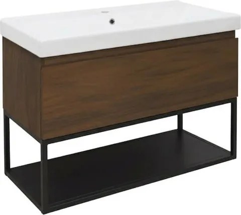 SAT B-Way Fürdőszobaszekrény mosdóval 99x30x45 cm dió matt BWAY100NUTFU1