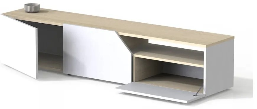 Fehér TV-állvány tölgyfa dekorral 180x38 cm Verone - TemaHome