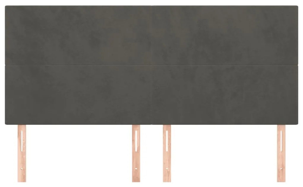 4 db sötétszürke bársony fejtámla 80 x 5 x 78/88 cm