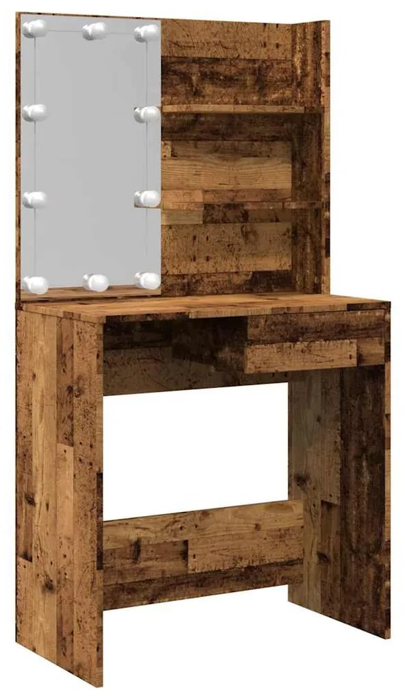 antik fa fésülködőasztal LED-del 74,5 x 40 x 141 cm